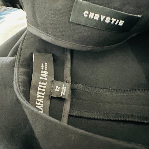 Lafayette 148 New York Chrystie Trouser Straight Pleated Pant Black Career - 12 - Picture 7 of 7